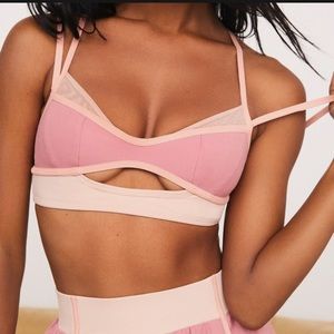 NWT For Love and Lemons pink sports bra size small